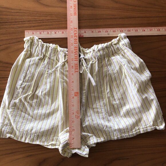 Uniqlo Linen Blend Striped Paper Bag Elastic Waist Shorts Drawstring Pockets - Picture 6 of 12